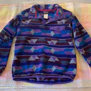 Patagonia Synchilla Snap Fleece - Blue and Purple stripe ‘Tribal Pattern’
